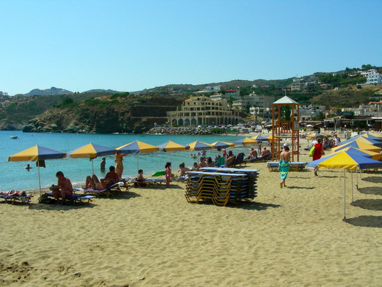 the beach of Agia Pelagia on Crete Island